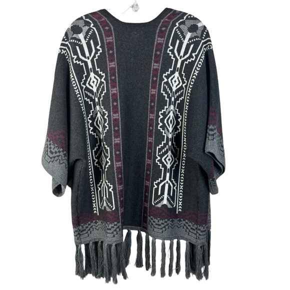 Tyler Boe Bohemian Aztec Pattern Open Front Cardigan with Fringe Size Small NEW - Picture 4 of 16